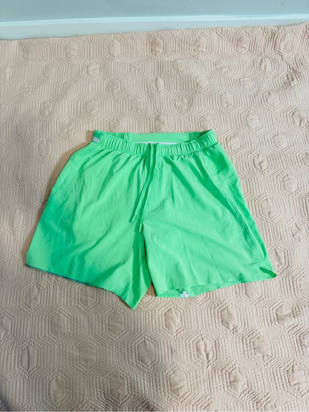 lululemon athletica Neon Lime Athletic Shorts with Drawstring
